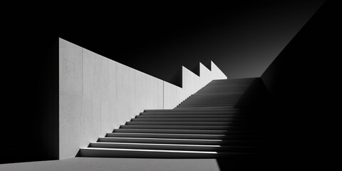 White Stairs Ascending Against a Dark Gradient Background