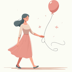 vector image of a person carrying a balloon