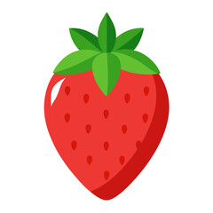 Strawberry fresh fruit icon on white background.