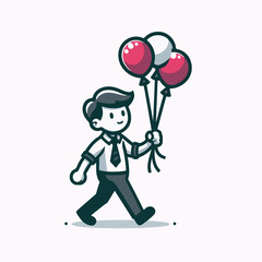 vector image of a person carrying a balloon