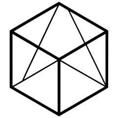  wireframe cube on white background