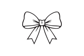 ribbon bow line art and black color 