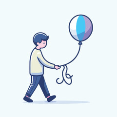 vector image of a person carrying a balloon