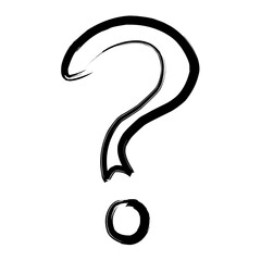 Hand drawn doodle style black question mark symbol with sketch pen on transparent background
