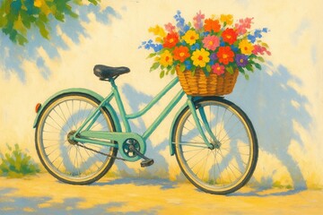 Fototapeta premium Bicycle with Spring Flowers
