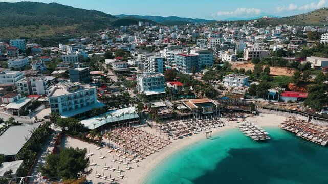 Aerial view of Ksamil Beach in Albania