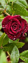 red rose with water drops