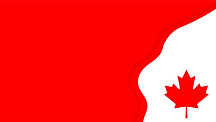 Red white paper cut with maple leaf, Canada flag illustration for background celebration. Abstract Canada red white Acolor flag with maple leaf. Vector illustration.