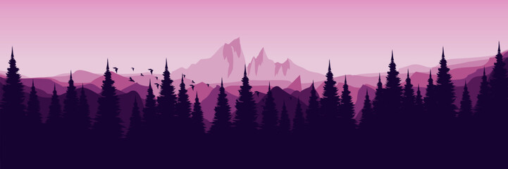 dawn sunset landscape mountain scenery vector illustration good for wallpaper design, design template, background template, and tourism design template