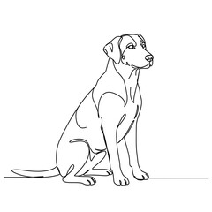 Fototapeta premium Line drawing of sitting dog