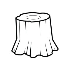 Tree Stump Illustration with Black Outline on White Background Simple Forest Icon