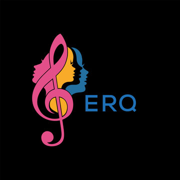 ERQ Colorful Music Logo, with Female Silhouettes and Treble, Clef ERQ Later Logo,  Colorful Music Logo, with Female Silhouettes and Treble Clef.
