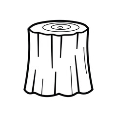Black and White Tree Stump Illustration With Visible Rings and Texture