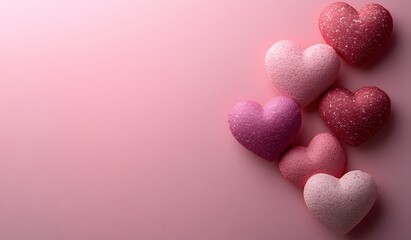 Obraz premium Delicate Pink Hearts Arranged on a Soft Pink Background
