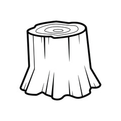 Illustration of Isolated Tree Stump Black and White Simple Outline