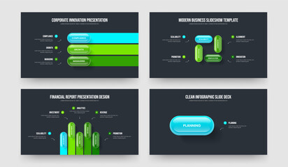Financial Development 3 4 5 1 Element Infographic Slide Design Set. Professional Growth Three Four Five One Option Diagram Slideshow Template Vector Illustration Bundle.