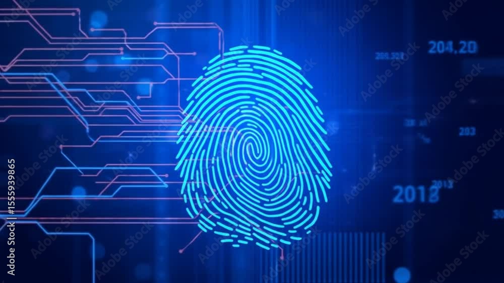 Aufkleber futuristic technology background animation with fingerprint scanning and circuit board design