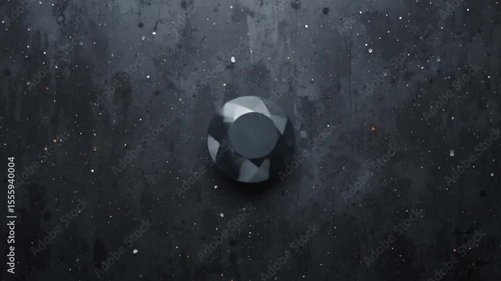 Poster gemstone transformation on a dark speckled surface showcasing a smooth animation process