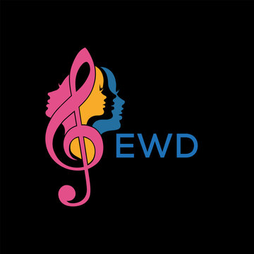EWD Colorful Music Logo, with Female Silhouettes and Treble, Clef EWD Later Logo,  Colorful Music Logo, with Female Silhouettes and Treble Clef.
