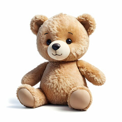 Fototapeta premium cute soft teddy bear plush toy for kids, gift, decoration, , nursery decor and cuddly friend isolated on white background