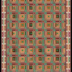 A geometric tribal border anchors the base Modern Textile Print Design