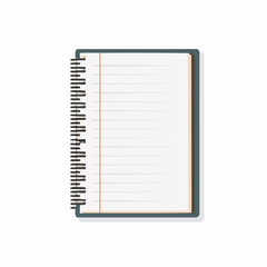  Flat design of a notebook with spiral binding.