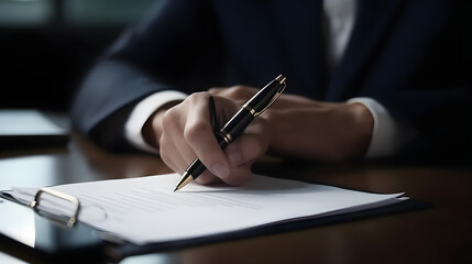 Business trademark registration concept. Entrepreneur submitting legal documents to register brand name and logo.
