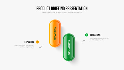 Investor Report 2 Option Infographic Slide Design. Professional Analysis Two Step Diagram Presentation Layout. Project Performance Slideshow Template Vector Illustration.