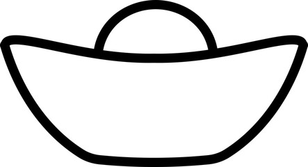 Simple shape Chinese gold ingot outline icon vector isolated.
Gold Ingot yuanbao thick line.
Transparent background. svg.