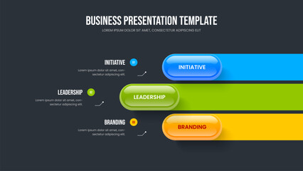 Obraz premium Modern Insight 3 Element Infographic Frame Template. Market Solution Three Step Diagram Slideshow Layout. Enterprise Proposal Presentation Design Vector Illustration.