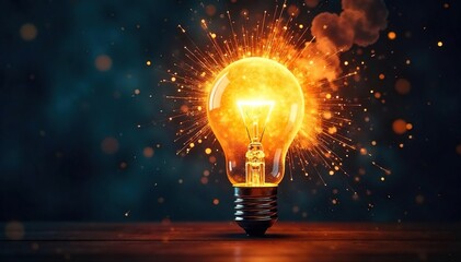Lightbulb Explosion A Breakthrough Idea, Innovative Energy, New Era of Progress and Achievement