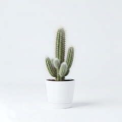 Potted cactus against white background