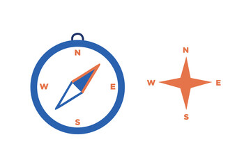 Compass and Navigation Icon Vector, Compass Rose Symbol, Flat Navigation Tools Graphic Set, Compass Symbol, Orientation Icons with Cardinal Directions, Compass with arrow Icon