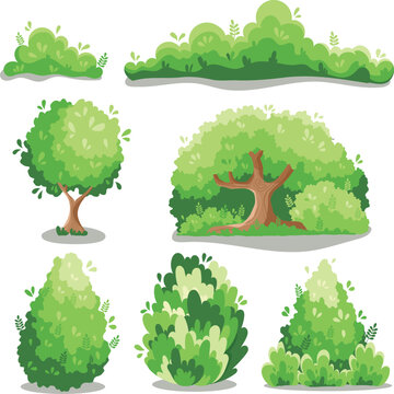  Collection of Lush Green Cartoon Trees and Bushes
