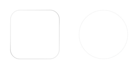 transparent liquid glass smartphone interface UI isolated. glass ui light frame circle and squar with shine light. Modern UI and UX design concept. Transparent frames and buttons for web interfaces.