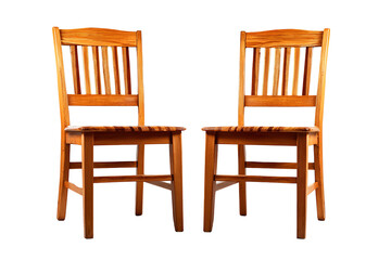 Two Wooden Chairs, Simple Design, Rustic Style, Dining Room, Home Decor, Solid Wood, Natural Finish,