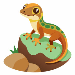 lizard on grass vector illustration, animal, isolated on white background