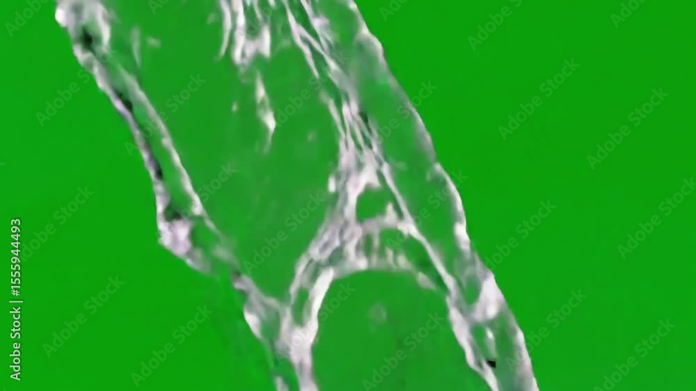 Aufkleber flowing water stream on green screen background for visual effects and compositing