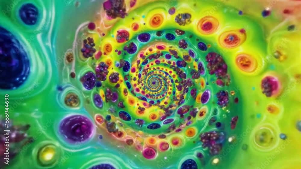 Poster psychedelic spiral vortex background with vibrant colors and intricate patterns for digital art