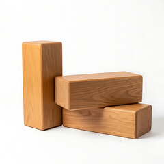 Stacked light beige wooden yoga blocks