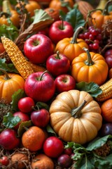Autumn Harvest Still Life with Pumpkins and Apples