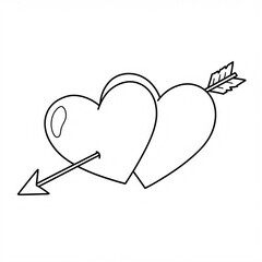 two hearts pierced by an arrow sketch 