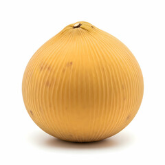 Fresh, whole golden coconut awaits opening, set against a clean white background for a refreshing tropical feeling.