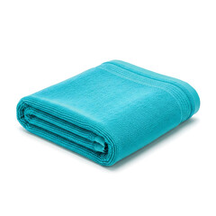 Teal towel folded against white background