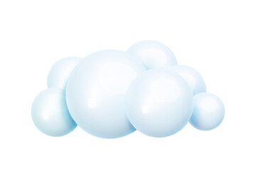 Blue glossy bubble 3d cloud icon in realistic style isolated on white background. Cumulus rounded cloudy shape for weather forecast, games, web banner, greeting card. Vector illustration