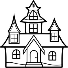 Creepy House Outline Vector