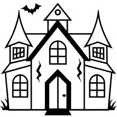 Fototapeta premium Creepy House Outline Vector