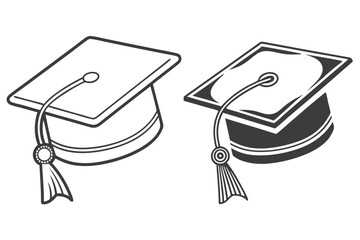 Graduation cap icon. line and glyph version, student hat outline and filled vector sign. Academic cap linear and full pictogram. Education symbol, logo illustration.