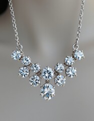 Elegant Crystal Necklace on Silver Chain