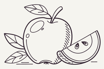 Apple Outline Silhouette – Fresh Food Symbol